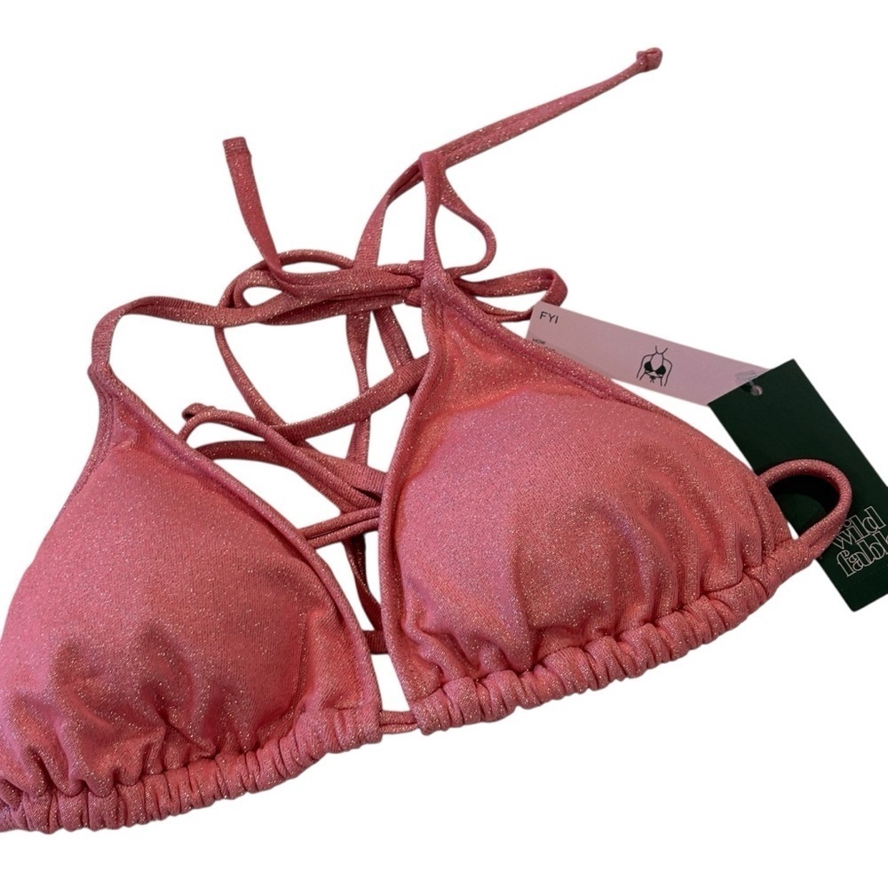 Wild Fable Coral Bikini Top Size Medium Shimmery Padded